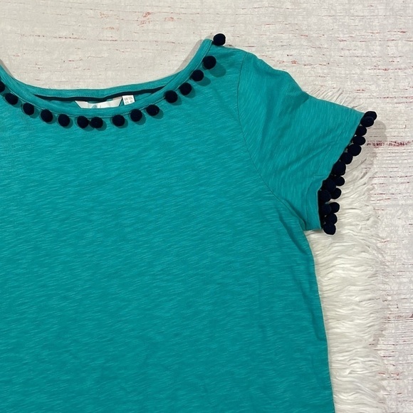 Boden Bridget Turquoise Teal Pom Pom Jersey Mini Dress Long Fit - Picture 10 of 12